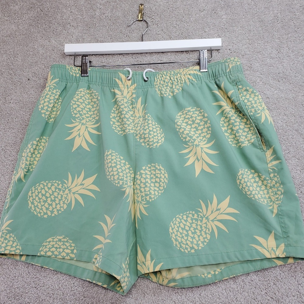 Abercrombie Fitch‎ Pineapple Print Swim Trunks Mens L Green Yellow  Beachwear